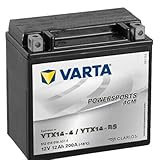Versiegelte Blei-Säure-Batterie für Motorrad VARTA YTX14-BS, 12 V, 12 Ah, 200 A, AGM.