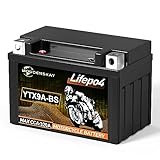 MOUDENSKAY Lithium MotorradBatterie 12V Lithium Powersports Batterie mit BMS(YTX9A-BS 12.8V 4Ah 320CCA) LiFePO4 Motorrad StarterBatterie für Motorräder, ATV, UTV, Wasserfahrzeuge etc